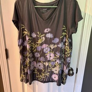 Women's Floral Top - Gray and Purple